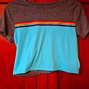 Retro style crop top with  rainbow stripe
